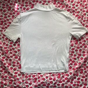 Babaton White Ribbed Mock Neck Tee